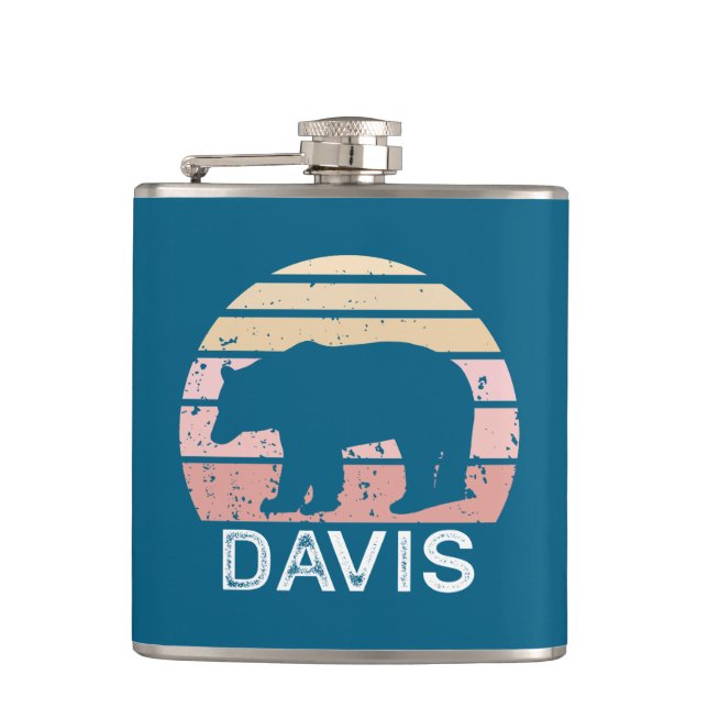 Davis West Virginia Retro Bear Hip Flask (Front)