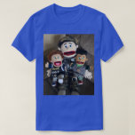 DavJoMik-q2t T-Shirt<br><div class="desc">You've seen them on YouTube,  now you want them for your very own. This classic t-shirt shows a picture of Davey,  José and Mikey on the front,  with the words "Davey,  Mikey,  José" on the back along with @DavJoMik-q2t.</div>