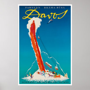 Davos Art Switzerland Travel Poster Sports Print