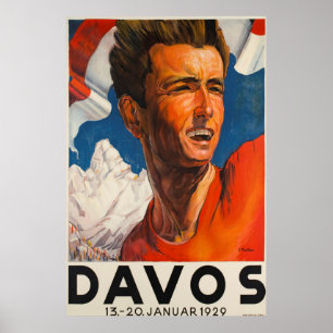 Davos, Parsenn, Suisse, affiche de ski