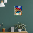 Davos, red cable car on the bridge, Switzerland