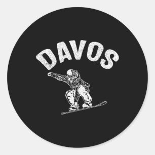 Davos Snowboarding Switzerland Ski Winter Snowboar Classic Round Sticker