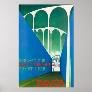 Davos Swiss Alps Graubünden Switzerland Vintage Poster