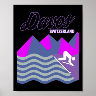 Davos Swiss Alps Switzerland Ski Resort Snowboardi Poster