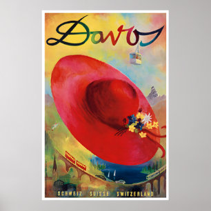 Davos Switzerland Art Poster Swiss Print Vintage