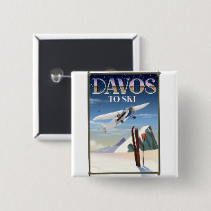 Davos Switzerland travel poster 2 Inch Square Button