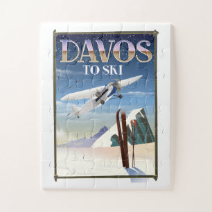 Davos Switzerland travel poster Jigsaw Puzzle