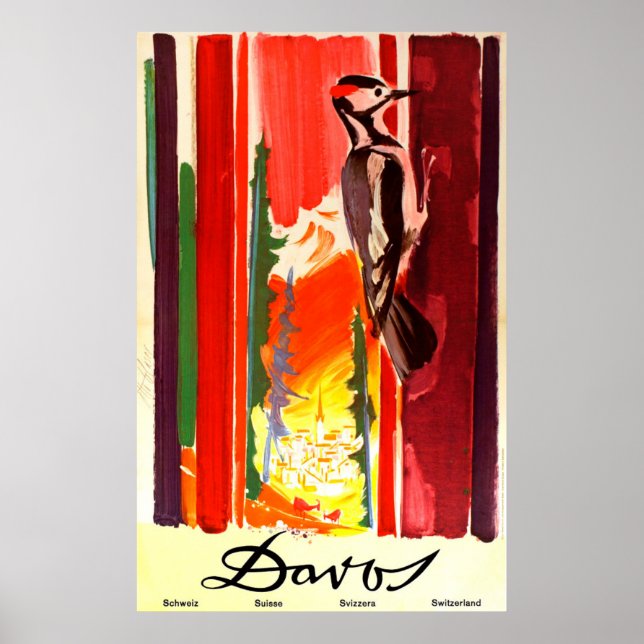 Davos Switzerland Vintage Travel Poster (Front)