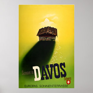 Davos Travel Poster Switzerland Art Swiss Print