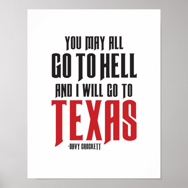 Davy Crockett Citation Texas Poster (Devant)