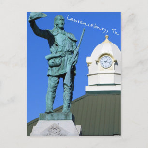 Davy Crockett Statue - Lawrenceburg, TN Postcard