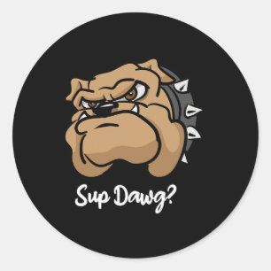 Dawg - Cartoon Bulldog Puppy Dog Animal Lover Classic Round Sticker