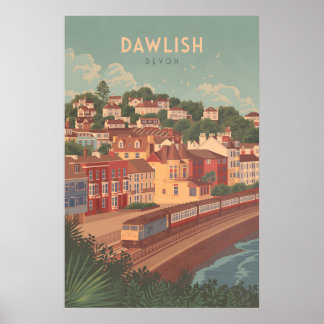 Dawlish Devon Affiche de voyage au bord de la mer