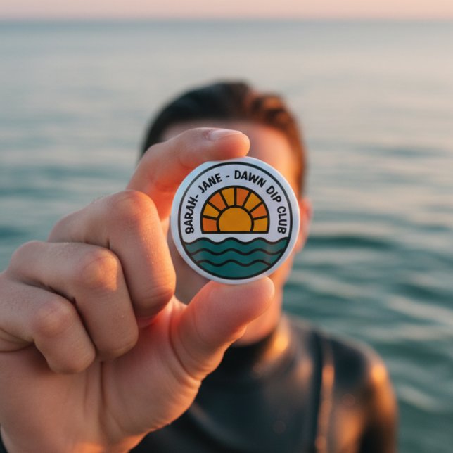 Dawn Dip Club – Sunrise Wild Swimmer Design 2 Inch Round Button (Creator Uploaded)