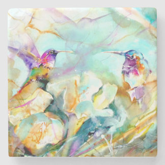 "Dawn Greeting" Hummingbird Print Stone Coaster
