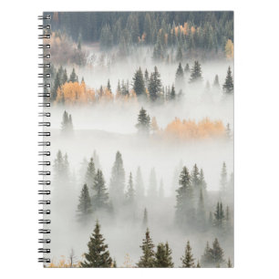 Dawn Ground Fog Covers Mountain Forest Notebook