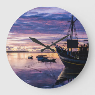 Dawn in Micronesia Large Clock