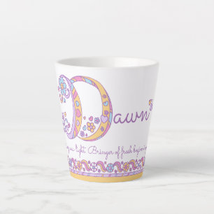 Dawn lettre D nom signifiant monogramme Latte Mug