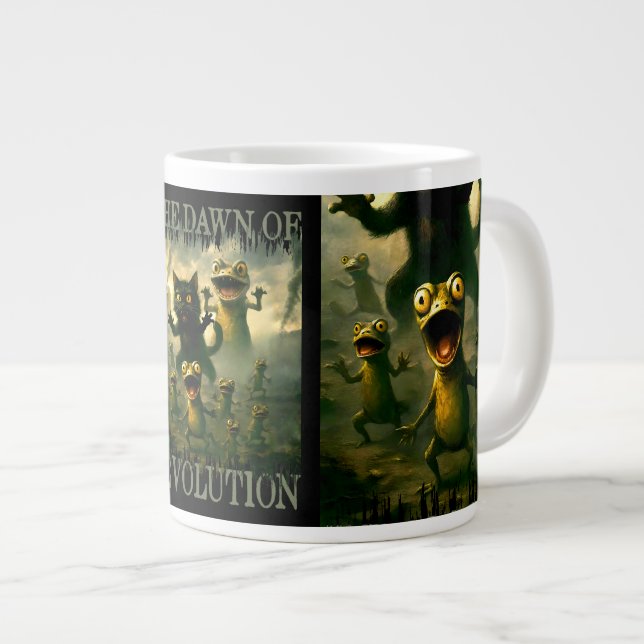 Dawn of revolution funny rebel cat lizard frogs large coffee mug (Front Right)