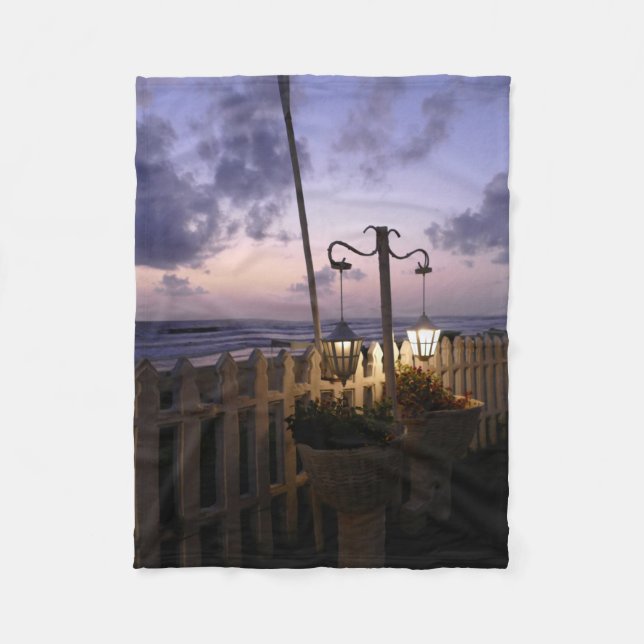Dawn on the Beach Fleece Blanket (Front)