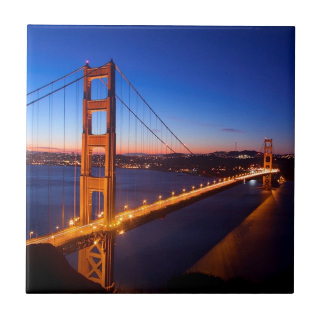 Dawn over San Francisco and Golden Gate Bridge. Tile (Front)