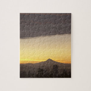 Dawn sky over Portland and Mt. Hood, Oregon Jigsaw Puzzle