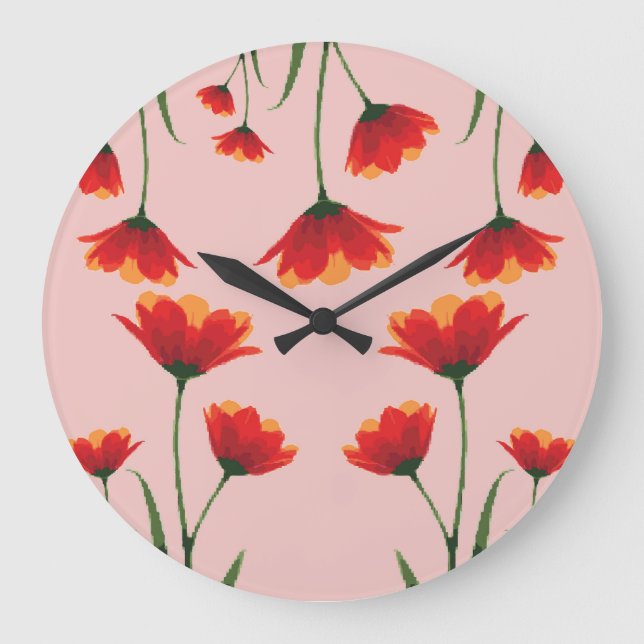 Dawnfire Poppies Large Clock (Front)