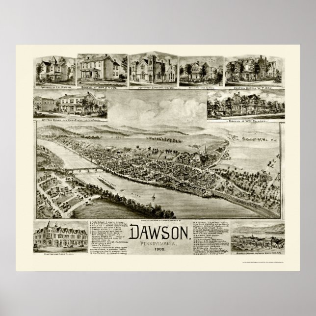 Dawson, PA Panoramic Map - 1902 Poster (Front)