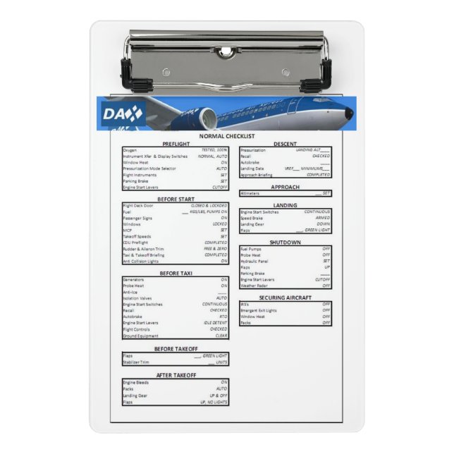 DAX 737 Clipboard Checklist (Front)