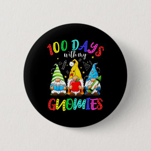 Day 100 Days Of School Gnome Costume Women Men Kid 2 Inch Round Button