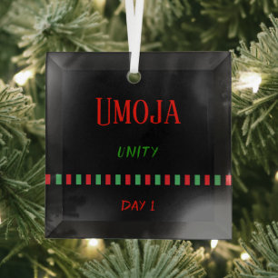 Day 1 Umoja Principle Kwanzaa Glass Ornament