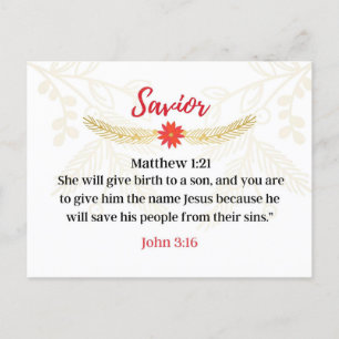 Day 2. Names Of Jesus   Saviour   Advent Calendar Postcard