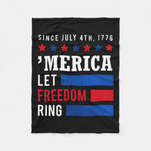 Day 4th July Usa Flag America Let Freedom Ring  Fleece Blanket