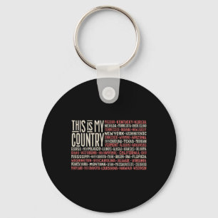 Day 4th July Usa Flag America State Map Names 1 Keychain