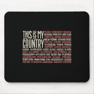 Day 4th July Usa Flag America State Map Names 1 Mouse Pad