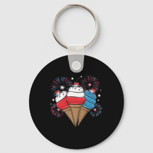 Day 4th Of July Ice Cream Women Men Kids Keychain