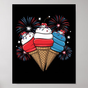 Day 4th Of July Ice Cream Women Men Kids Poster