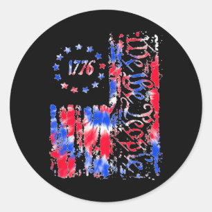 Day American Flag Patriotic 1776 We The Tie Dye Classic Round Sticker