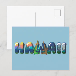 DAY AND NIGHT HAWAII GECKOS  POSTCARD