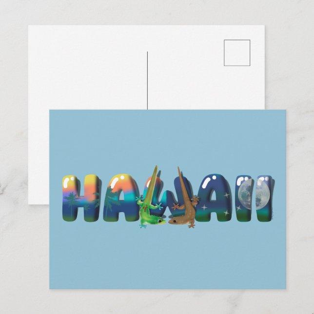 DAY AND NIGHT HAWAII GECKOS  POSTCARD (Front/Back)