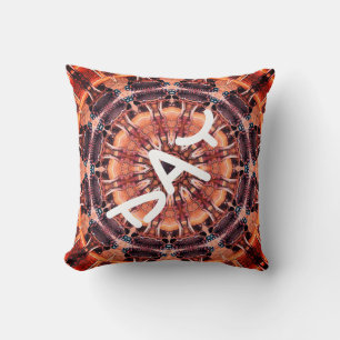 Day and Night Steampunk Syberpunk -ish brown blue Throw Pillow