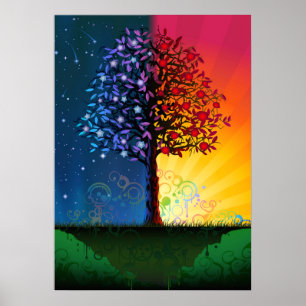 Day And Night Tree Poster