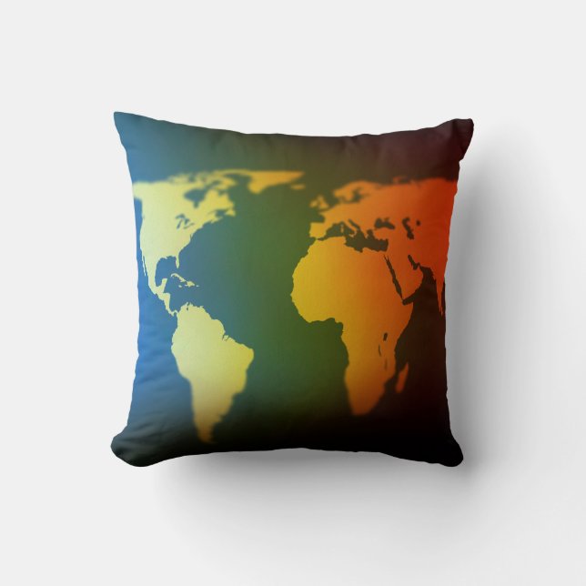 Day and night world globe throw pillow (Front)