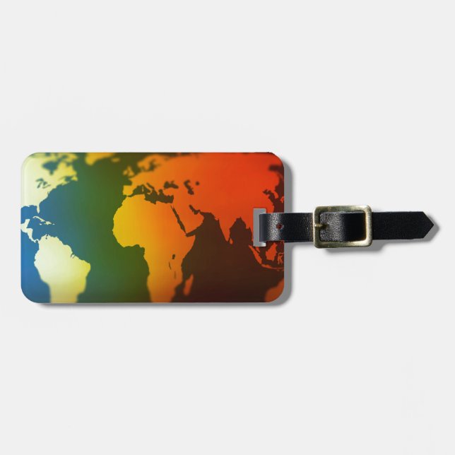 Day and night world map luggage tag (Front Horizontal)