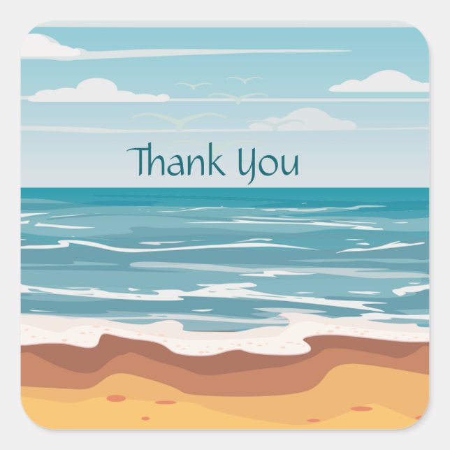 Day at the Beach Square Sticker (Front)