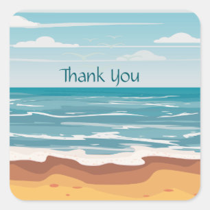 Day at the Beach Square Sticker