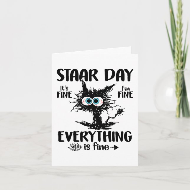 Day Black Cat Teacher Student Kids Staar Testing D Card (Front)