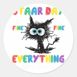 Day Black Cat Teacher Student Kids Staar Testing D Classic Round Sticker