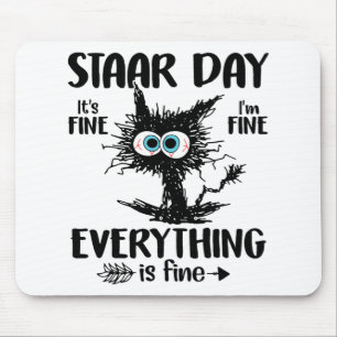 Day Black Cat Teacher Student Kids Staar Testing D Mouse Pad