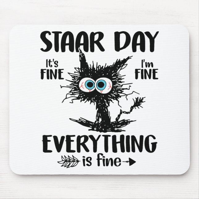 Day Black Cat Teacher Student Kids Staar Testing D Mouse Pad (Front)